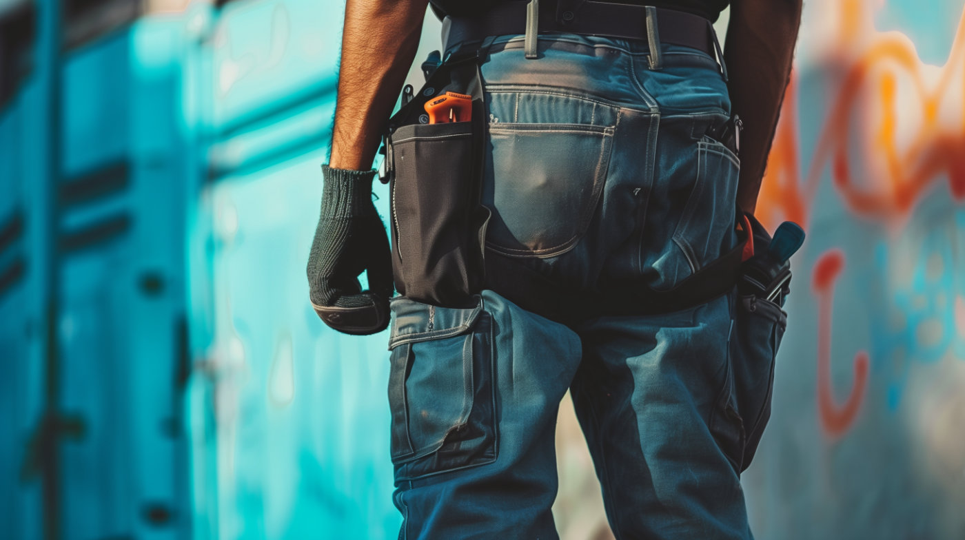 Handwerker bei der Wartung eines Balkons