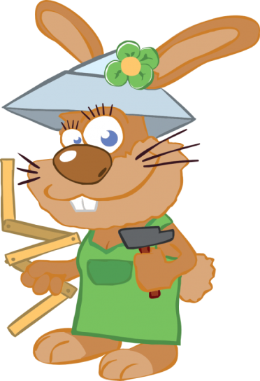 Illustration eines Hasens mit Handwerker-Werkzeug in der Hand