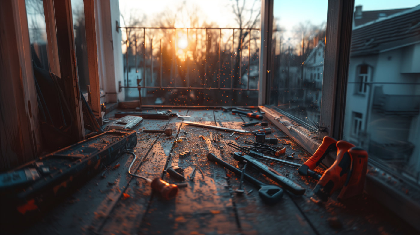 Foto von Werkzeugen auf dem Balkon liegend